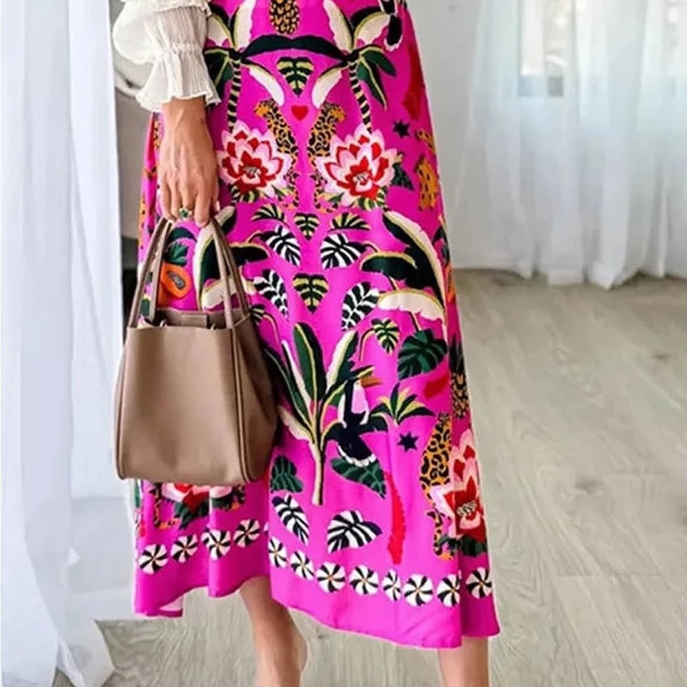 Farm Rio X Anthropologie mid-length skirt jungle print - women’s size Medium